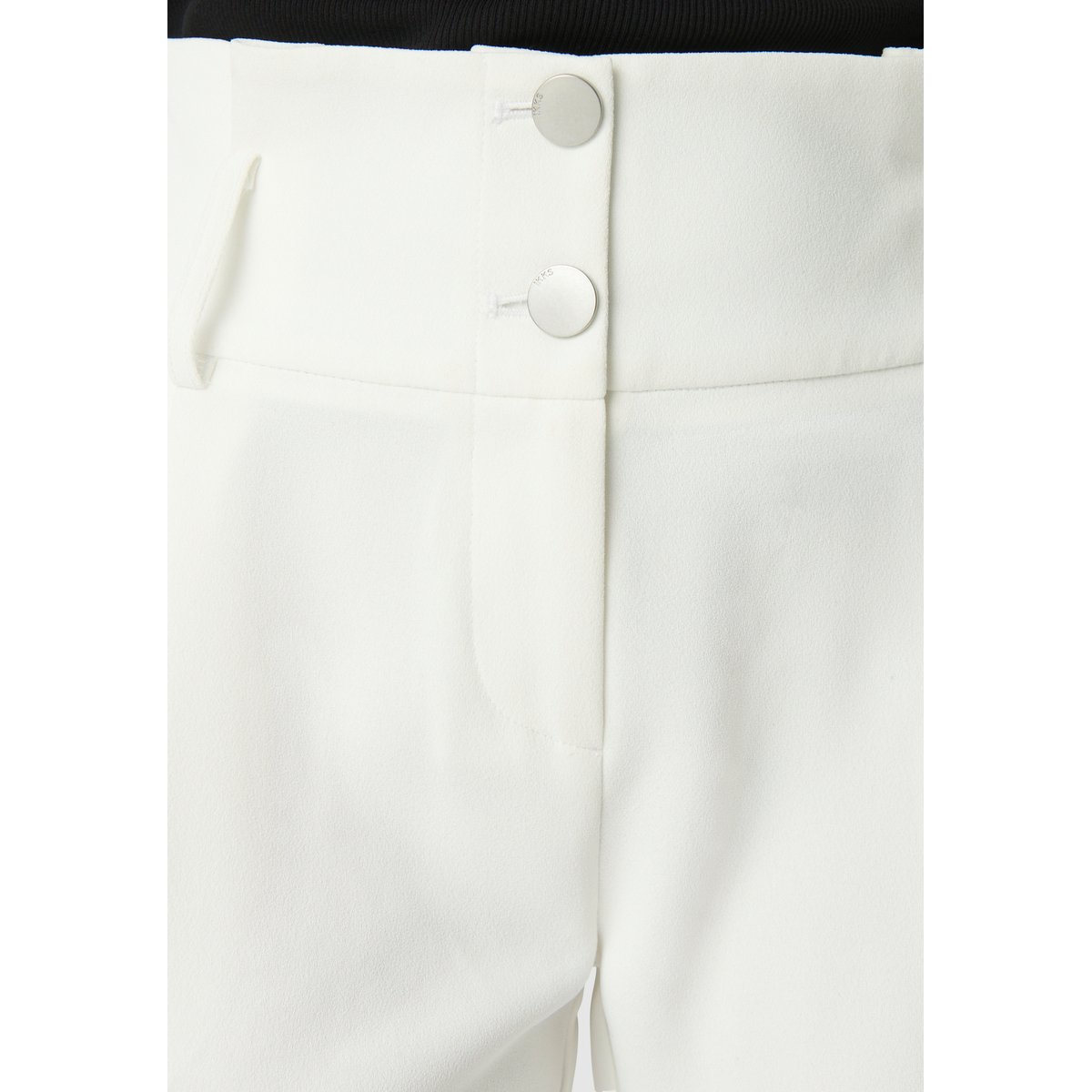 Pantalon droit recyclé taille haute ceinturée blanc cassé, IKKS
