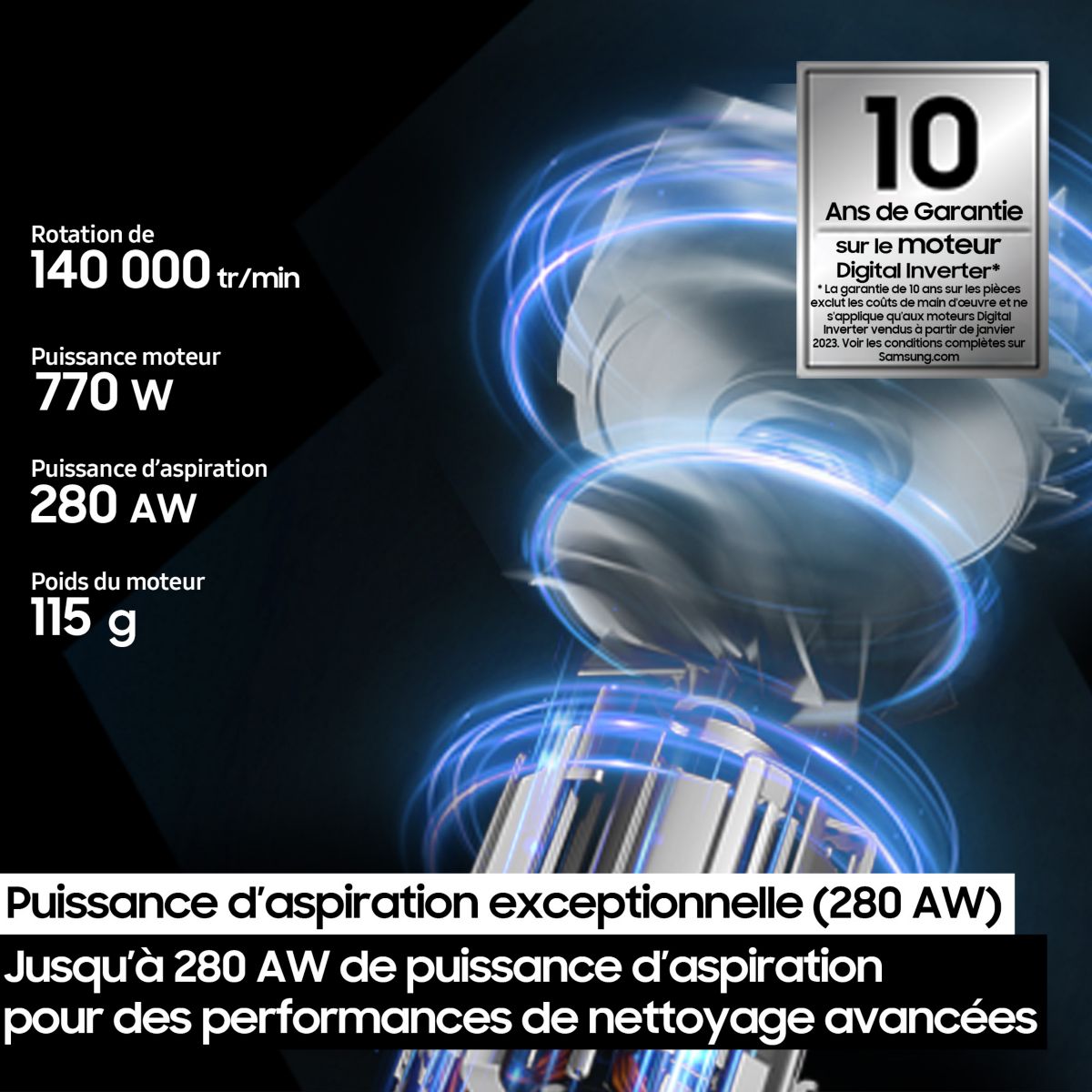 Aspirateur balai Bespoke AI Jet Lite Complete VS80F28EFP couleur unique, SAMSUNG