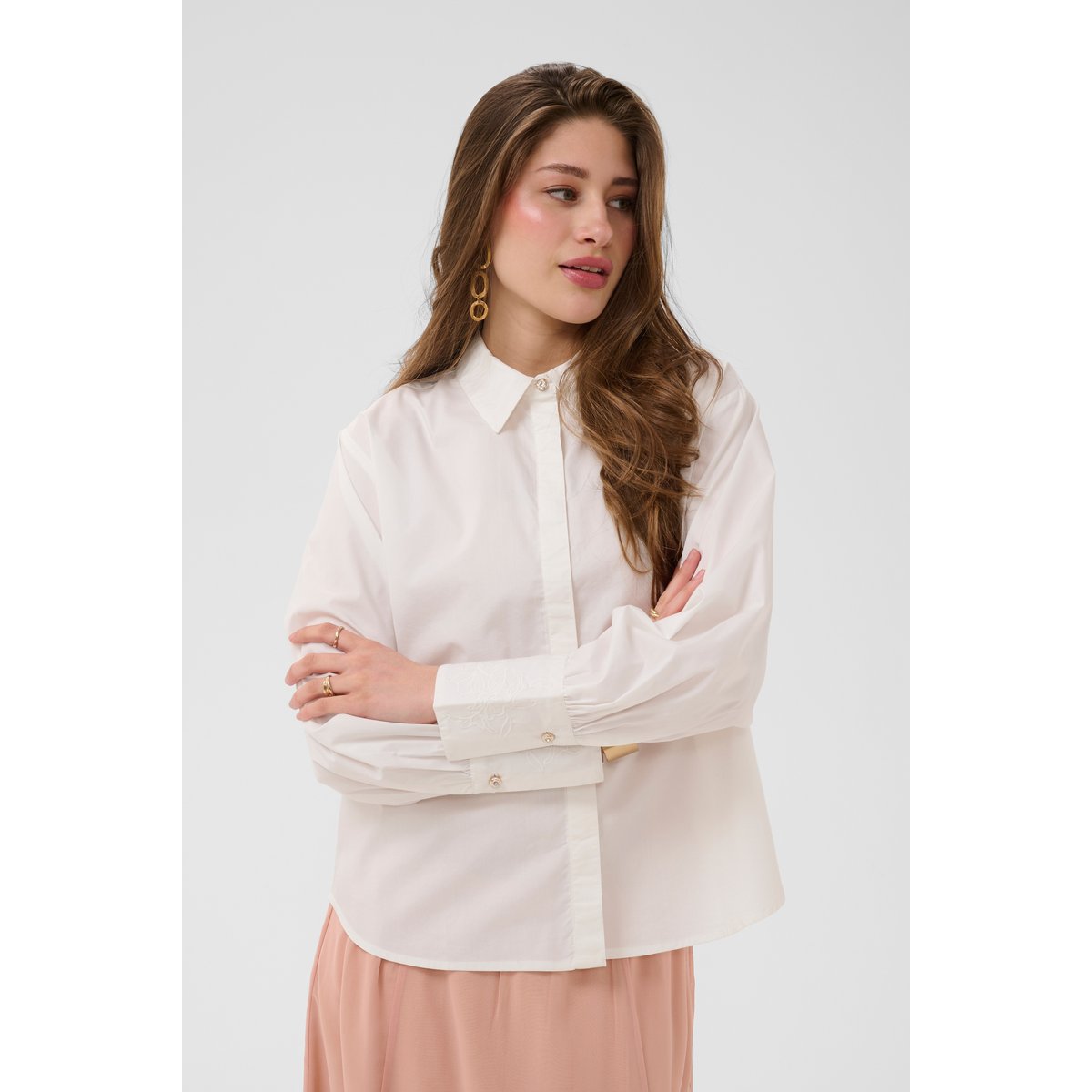 Chemise à manches longues blanc snow white, CREAM