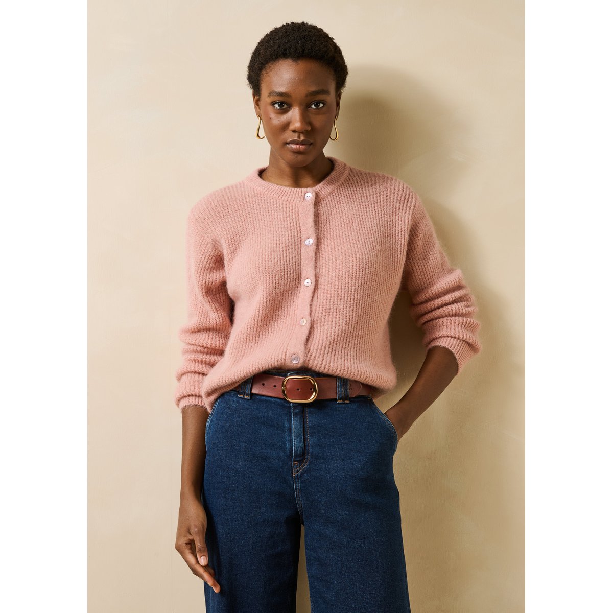 Ceinture en cuir boucle ovale camel, LA FEE MARABOUTEE