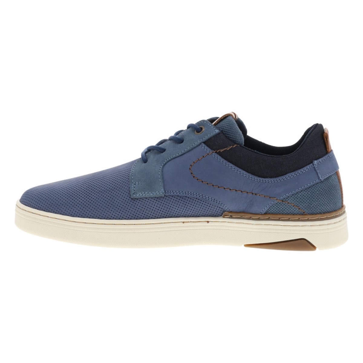 Sneakers en cuir bleues à talon plat avec des lacets ronds marine bleu, BULLBOXER