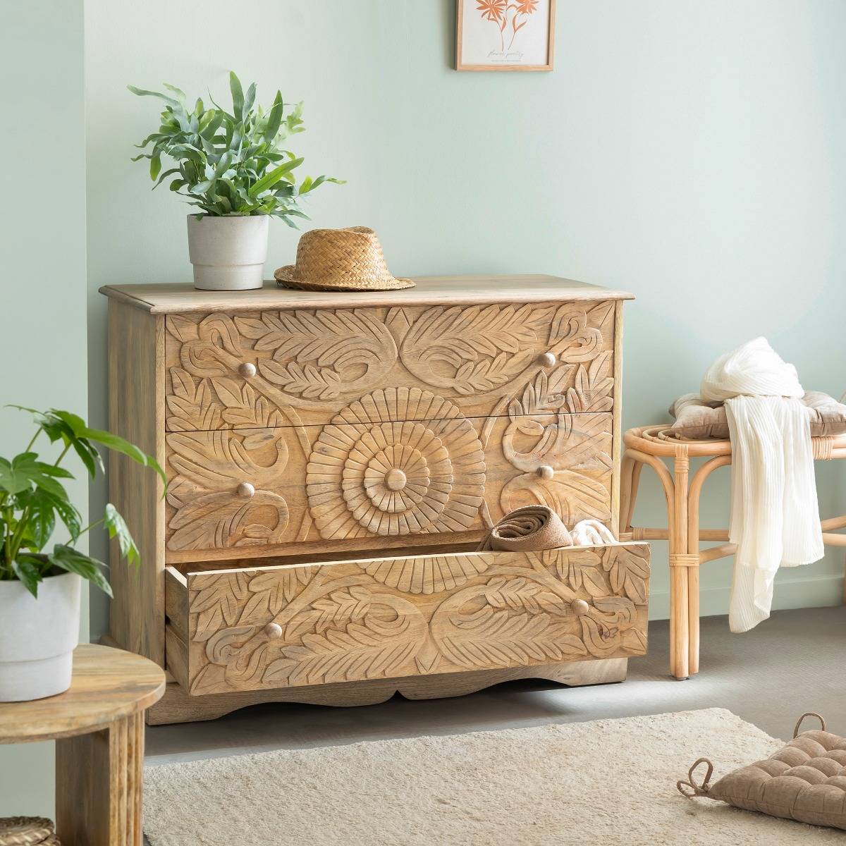 Commode en bois de manguier ADONIE bois clair, MADE IN MEUBLES