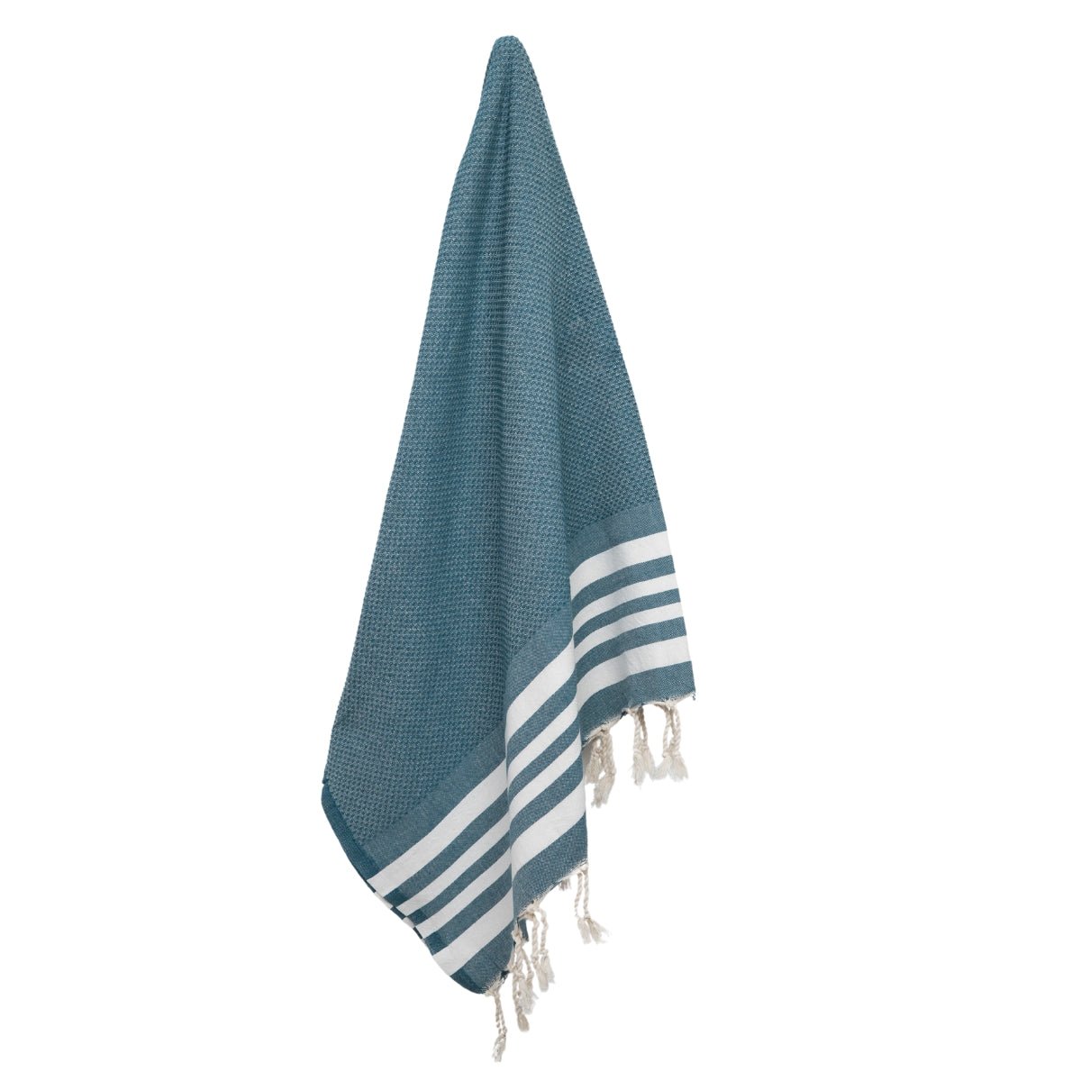 Fouta nid d'abeille coton NEWPORT bleu pétrole, FEBRONIE