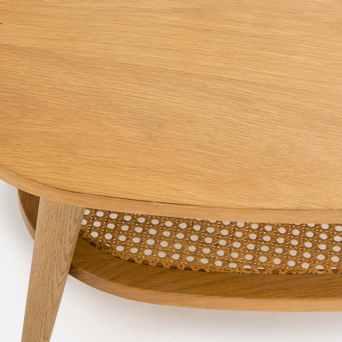 Table basse vintage chêne, plaqué, cannage, Quilda chêne, LA REDOUTE INTERIEURS