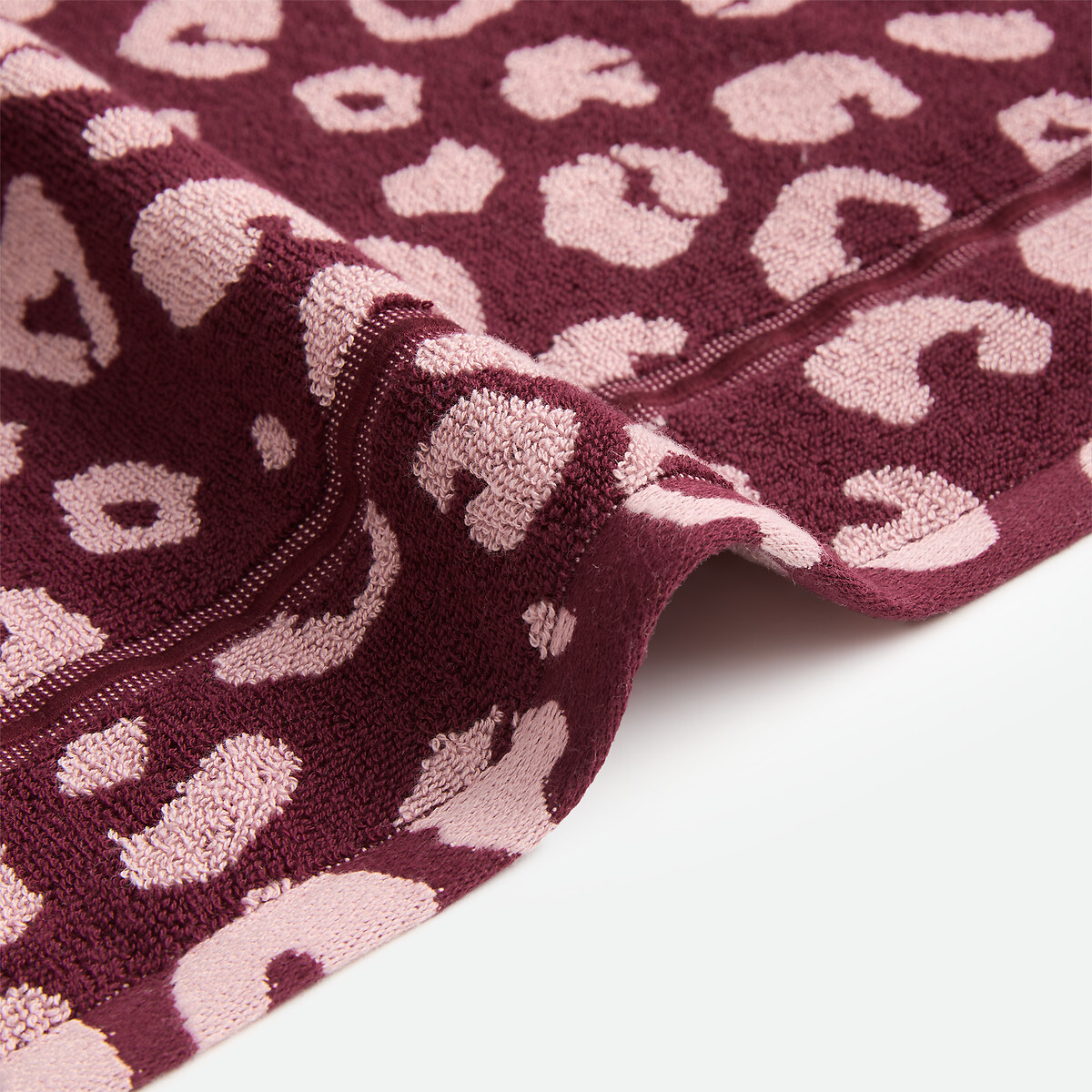 Serviette de toilette éponge bouclette, ZANI léopard bordeaux, LA REDOUTE INTERIEURS