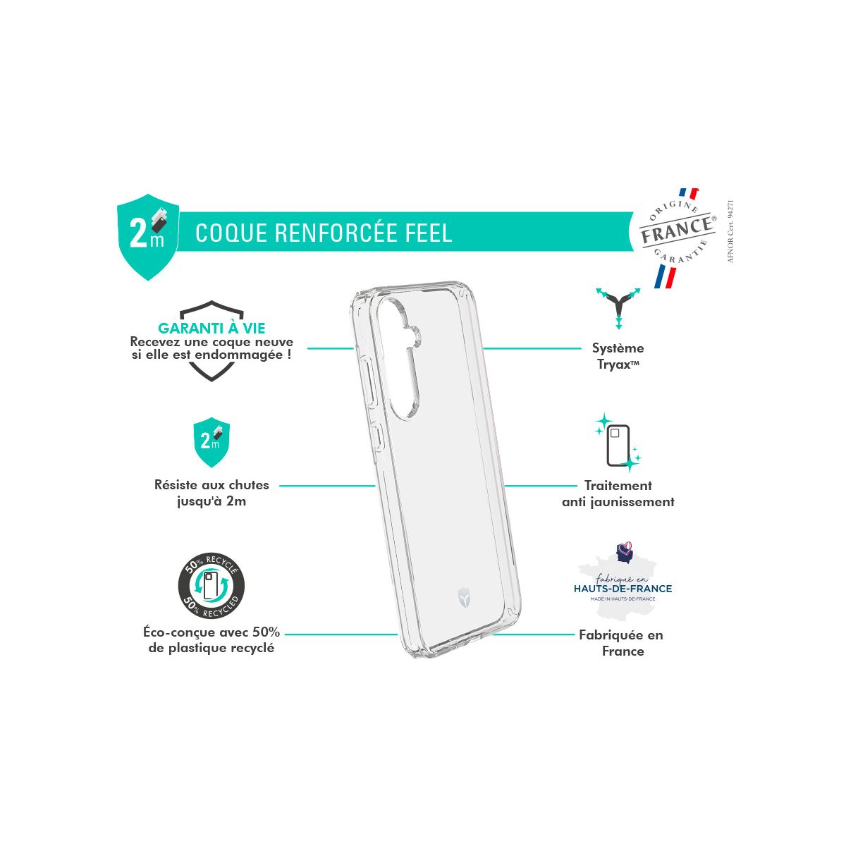 Coque Samsung A35 Transparente OFG couleur unique, FORCE CASE