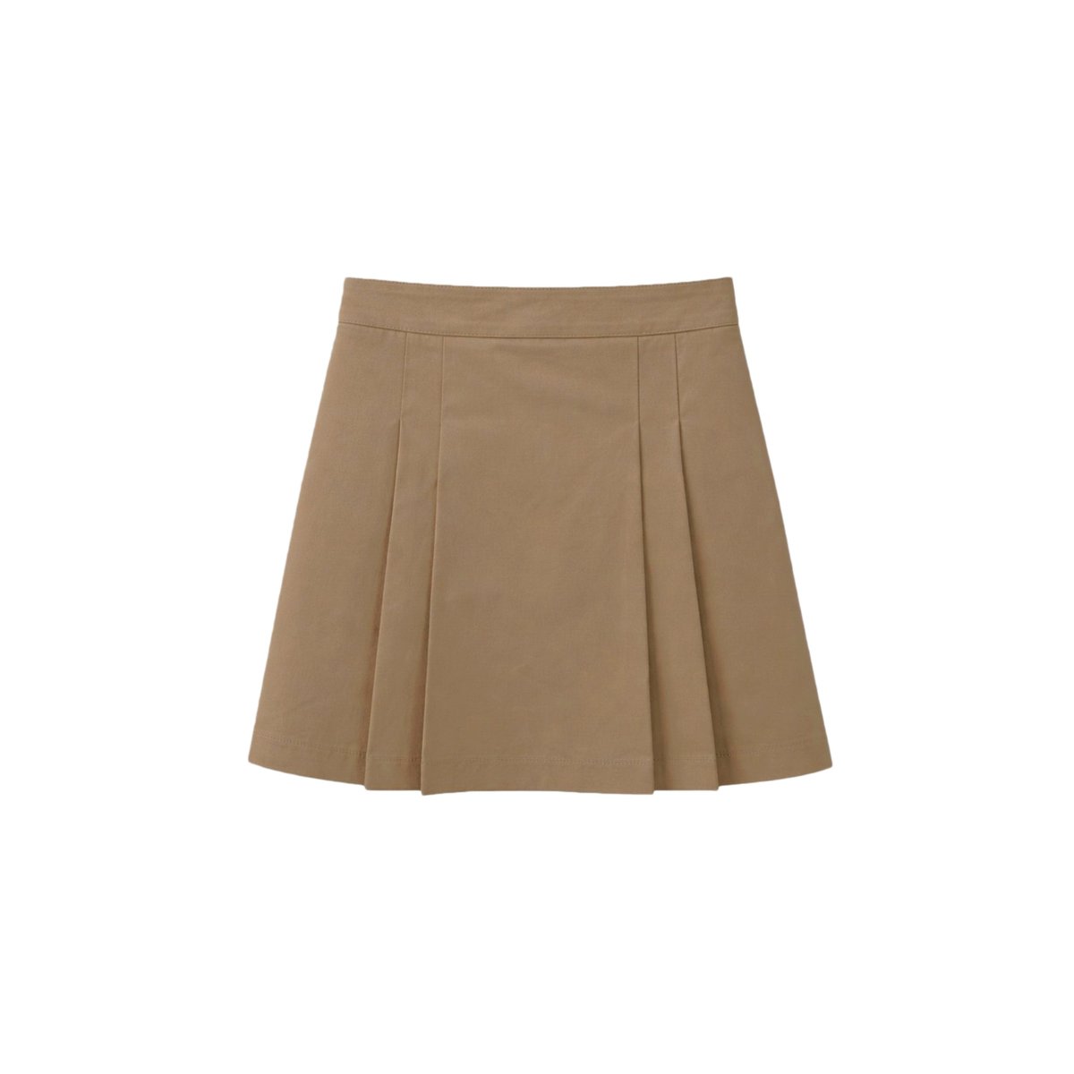 Jupe courte à plis en coton beige foncé, RODIER