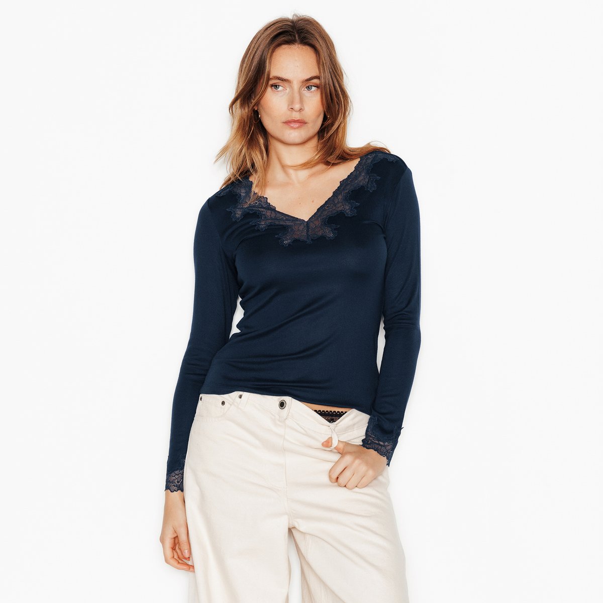 Tee-shirt manches longues JADEINE marine, ROUGEGORGE LINGERIE