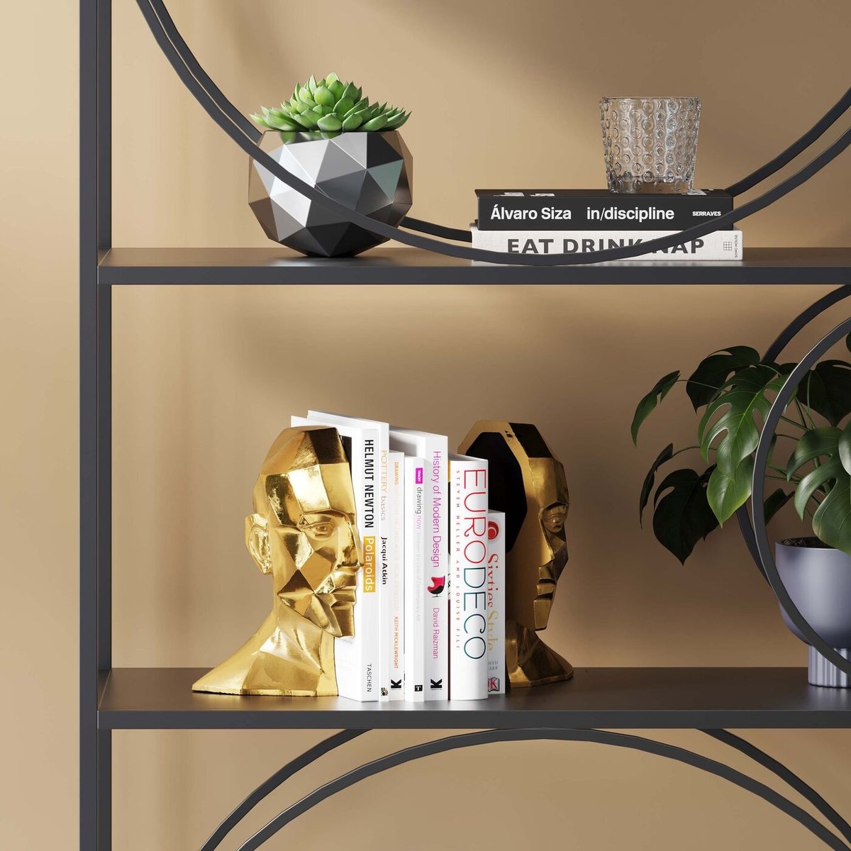 Serre-livres visage doré set de 2 or, KARE DESIGN
