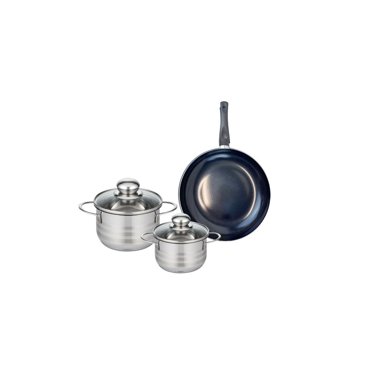 Batterie 1 poêle 20cm + 2 faitouts 12/14cm PRIMA BRILLANT noir, ELO