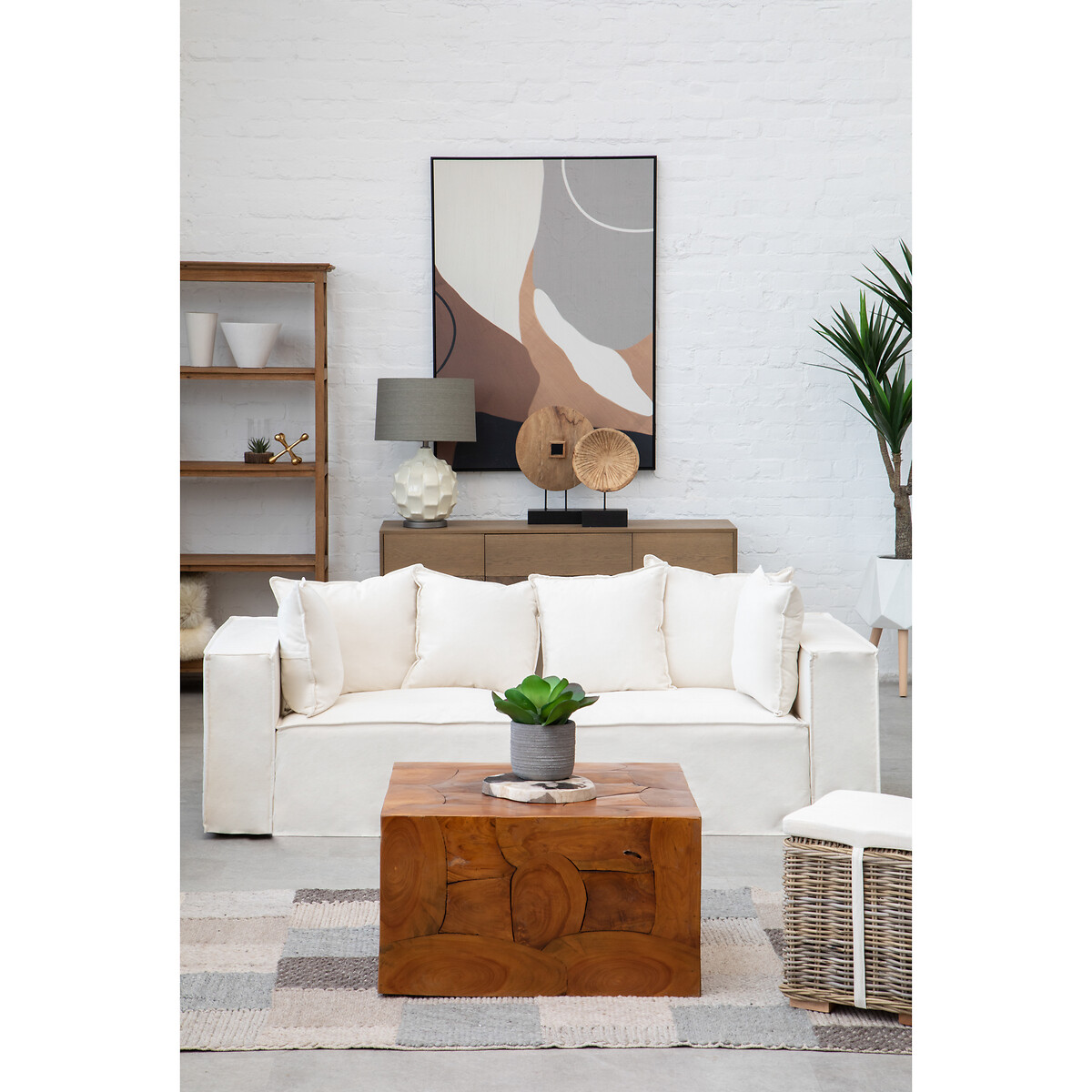 143 x 103cm Neutral Abstract Canvas Wall Art grey, SO'HOME