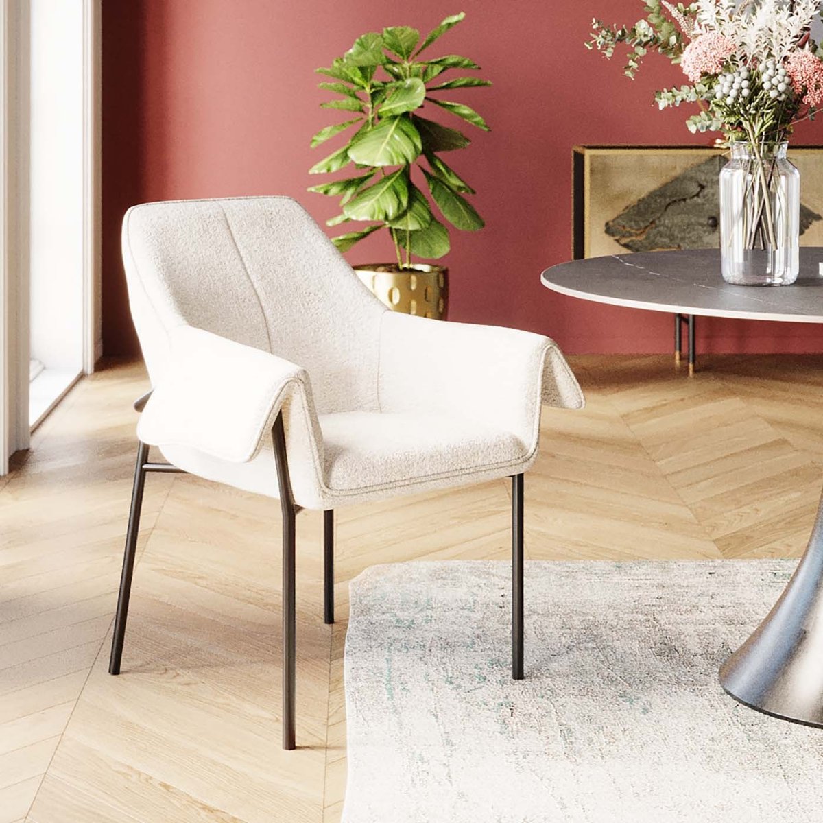 Chaise avec accoudoirs, BESS crème, KARE DESIGN