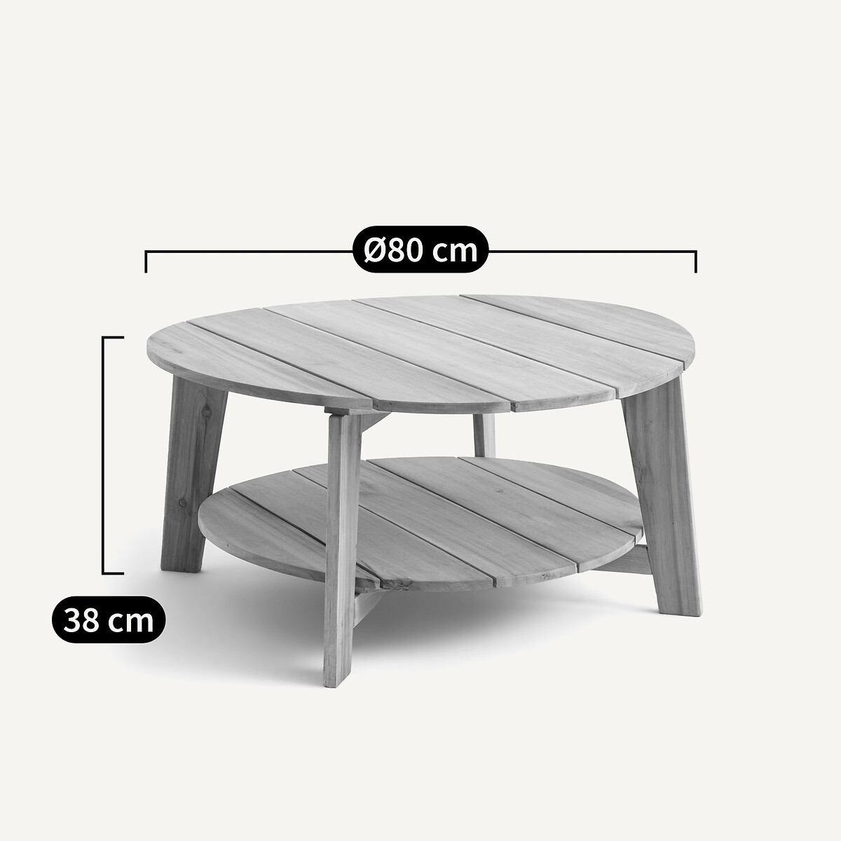 Table basse de jardin en acacia, RÉPHIR naturel à peindre, AM.PM