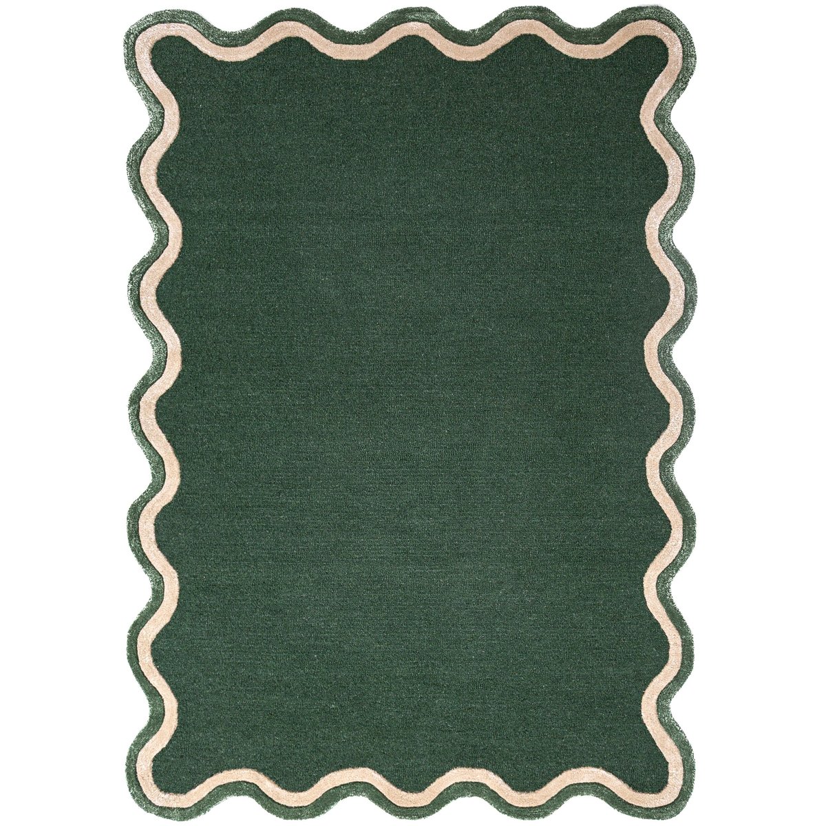Tapis en mélange de laine à bordure festonnée RIVO vert, FLAIR RUGS
