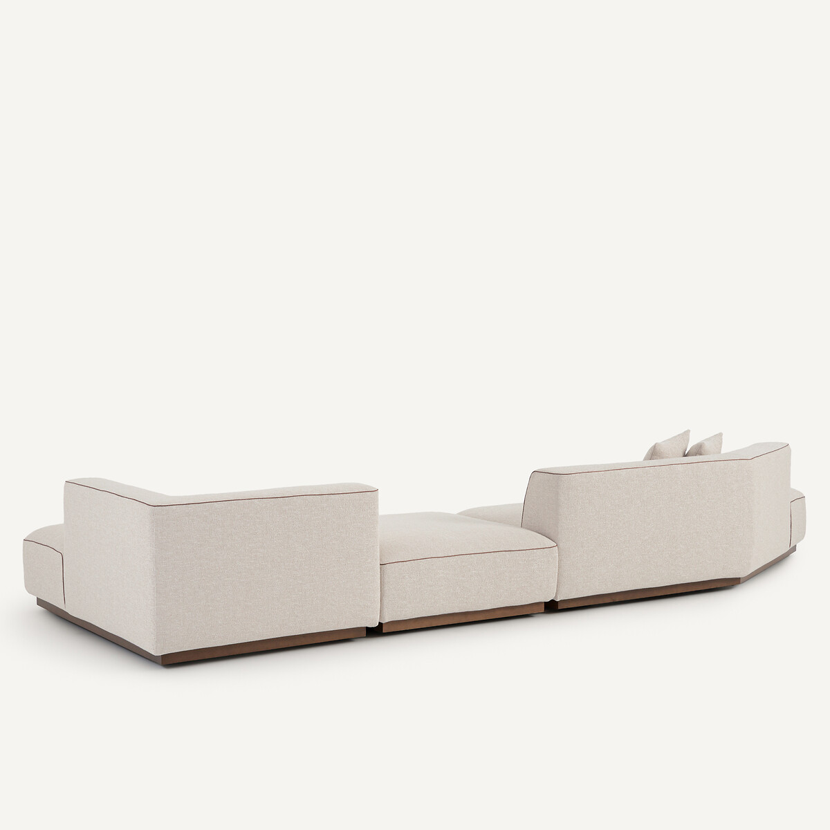 Canapé d'angle droit ouvert avec repose-pieds en bouclette, JACOPO craie, AM.PM