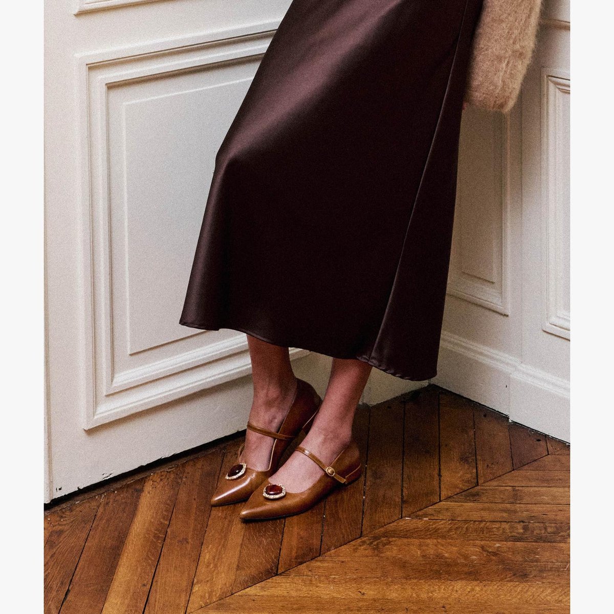 Ballerine en cuir BRIANA camel miel, BOCAGE