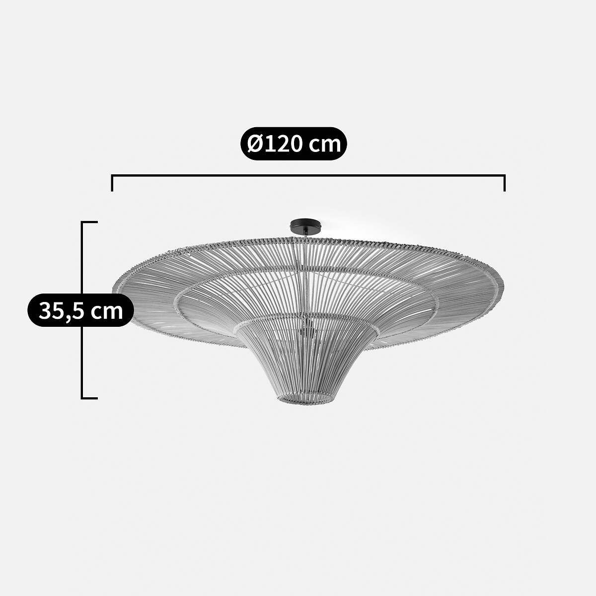 Decken-/Hängeleuchte Junita, Rattan, Ø 120 cm natur, LA REDOUTE INTERIEURS