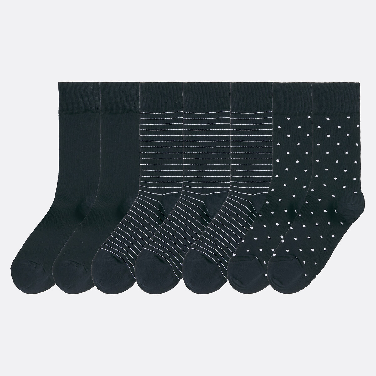 Lot de 7 chaussettes bleu + bleu marine, LA REDOUTE COLLECTIONS