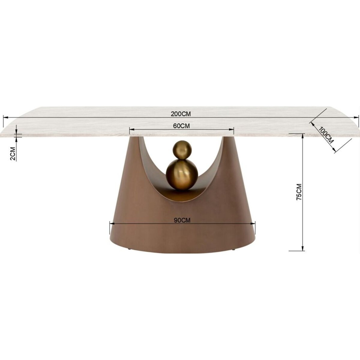 Table en marbre et acier, GERALDO beige, KARE DESIGN