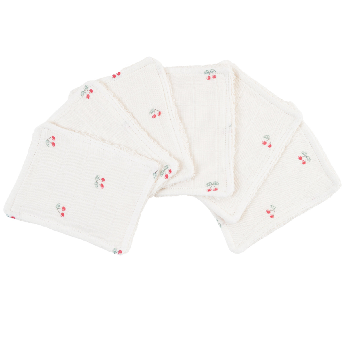 Lot de 12 lingettes lavables coton bio CERISE ecru, LITTLE CREVETTE