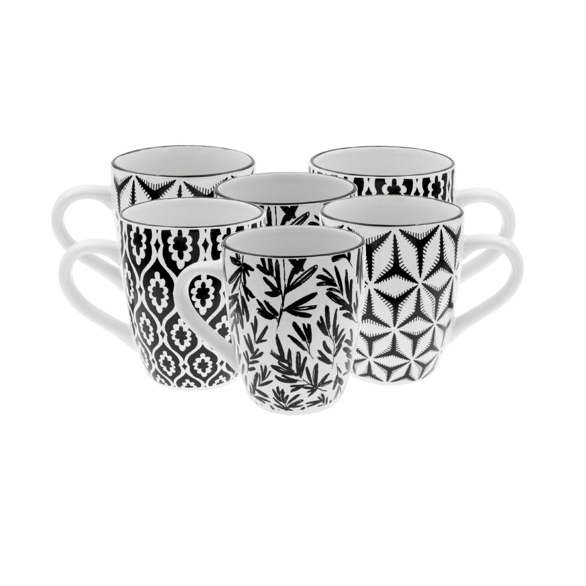 Lot de 6 mugs, SAVANA noir, ARTIME