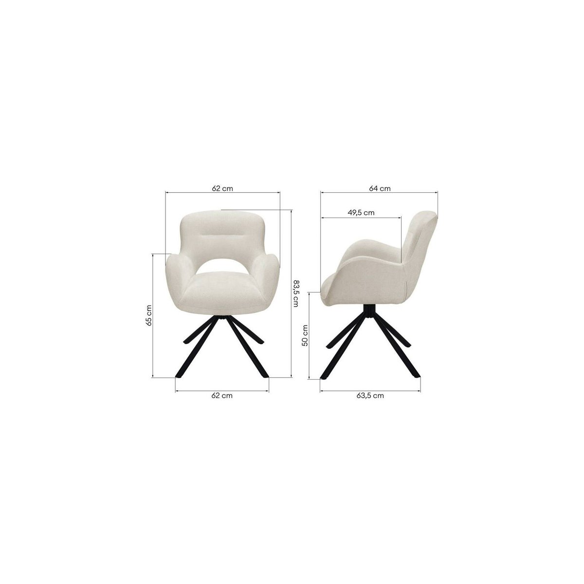 Chaise pivotante COZAL beige clair et noir, RECOLLECTION