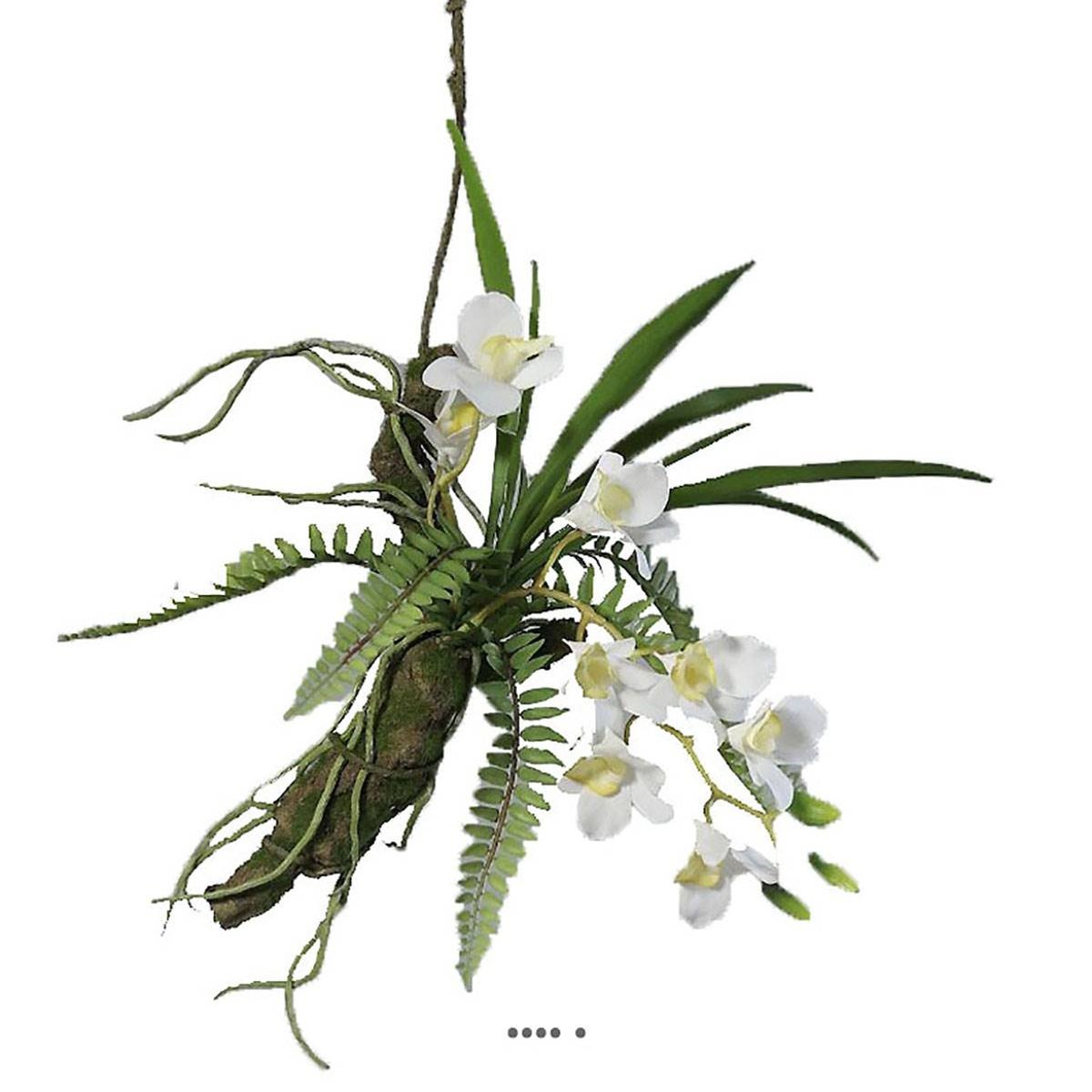 Orchidée Dendrobium factice Latex sur branche crème, ARTIFICIELLES