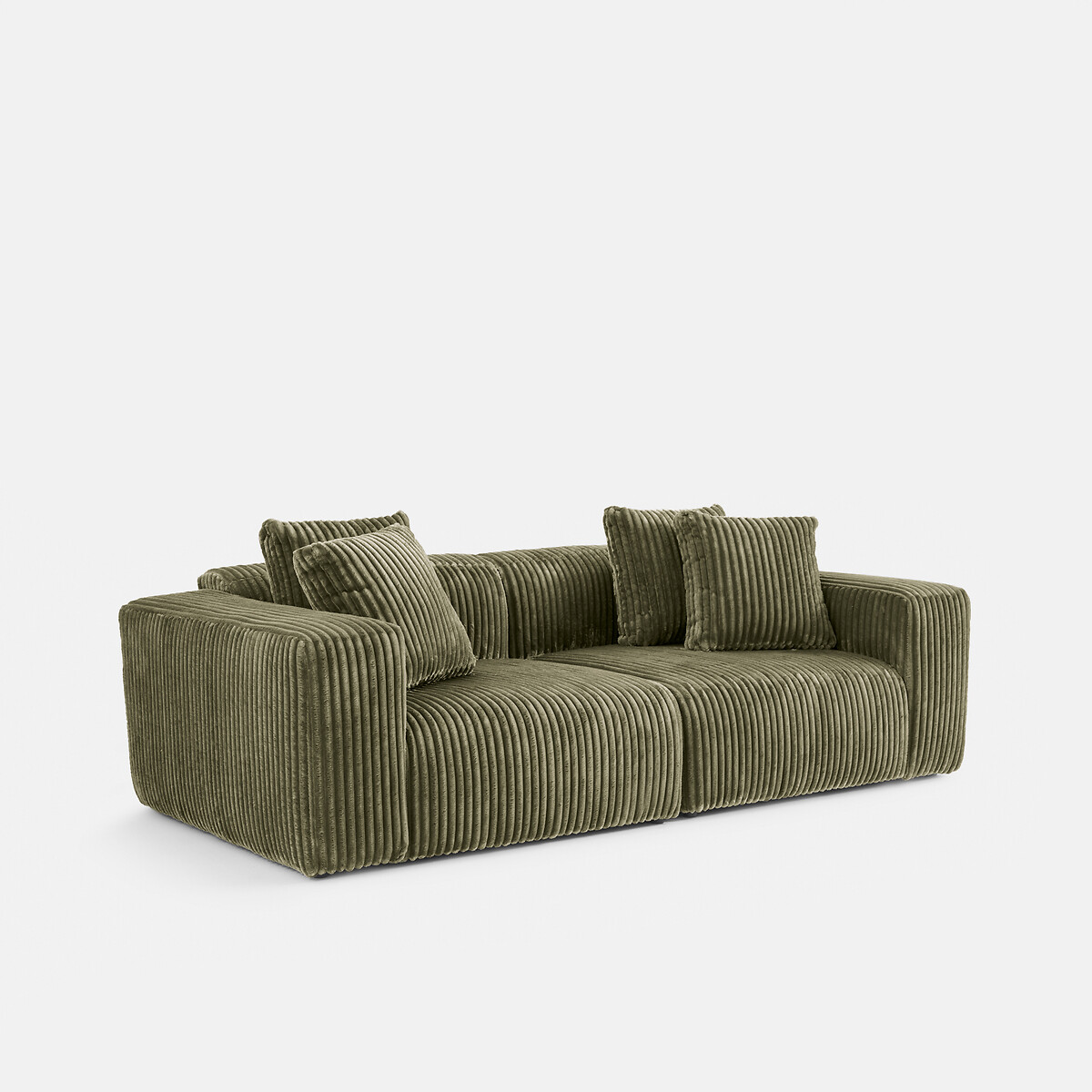 Canapé droit, 3 places, en velours côtelé XL, LIORA vert kaki, LA REDOUTE INTERIEURS