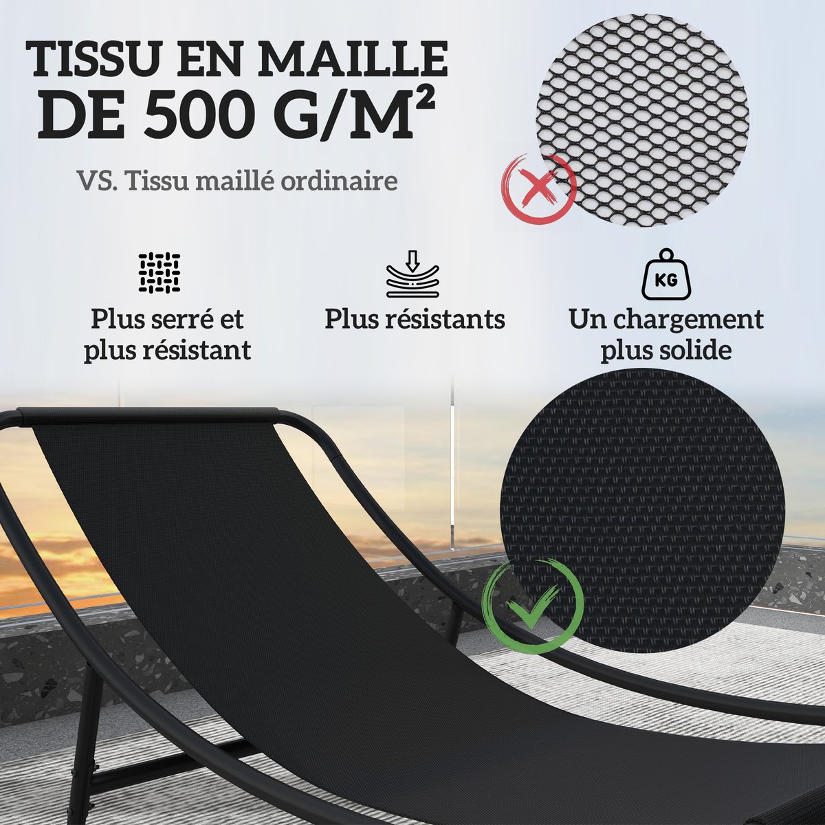 Ensemble de fauteuils à bascule Polyester gris, OUTSUNNY