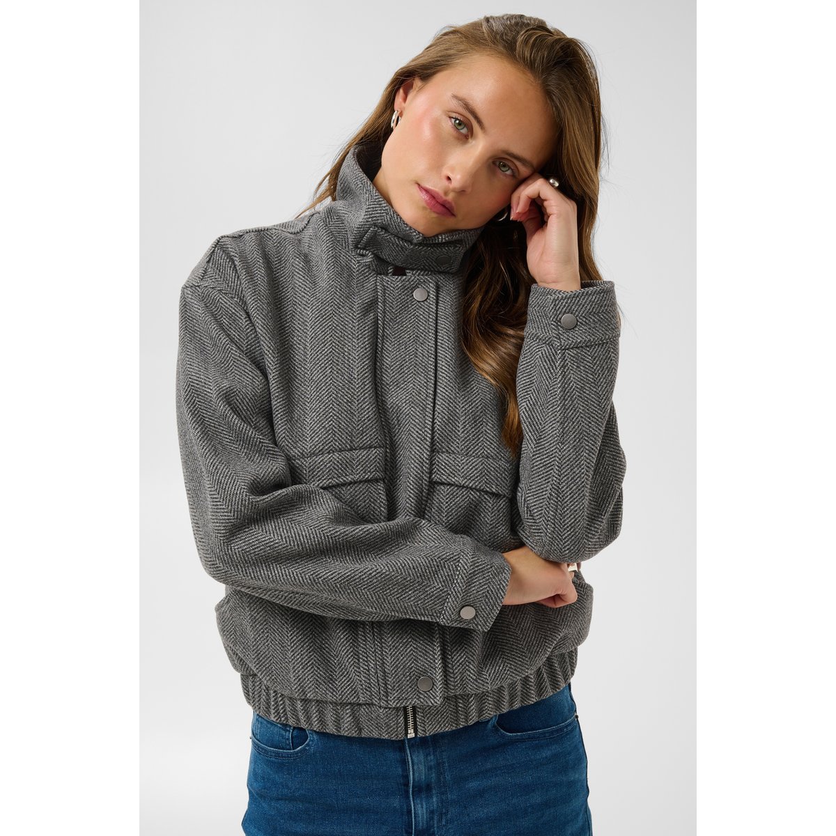 Manteau gris grey herringbone, KAFFE