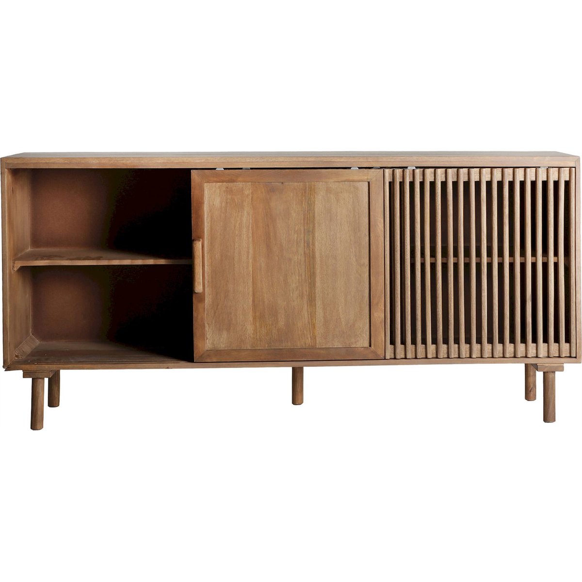 Buffet style nordique en bois de manguier bois naturel clair et noir, RECOLLECTION