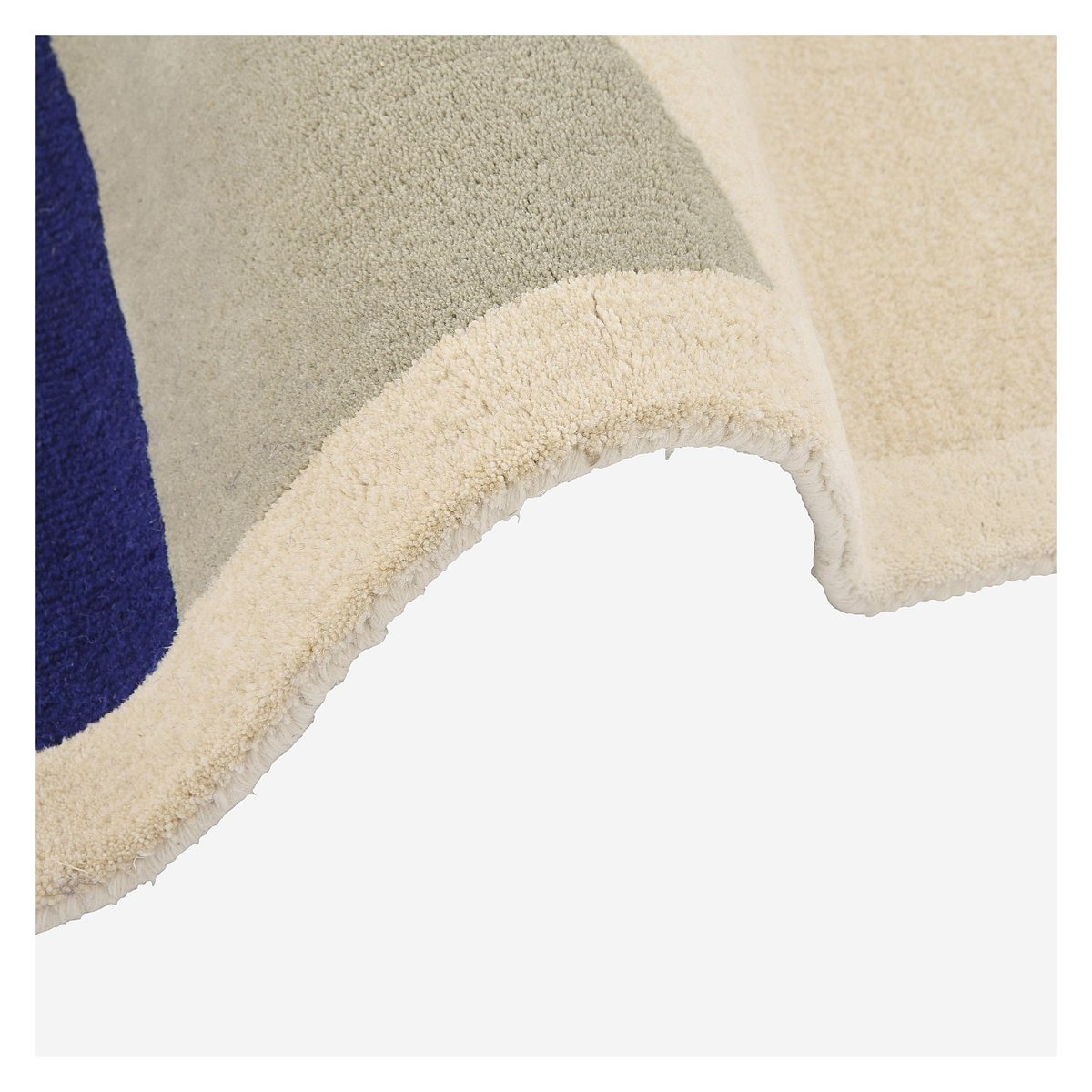 Tapis de salon laine AUBIN kaki, bleu roi, beige, multicolore, HABITAT
