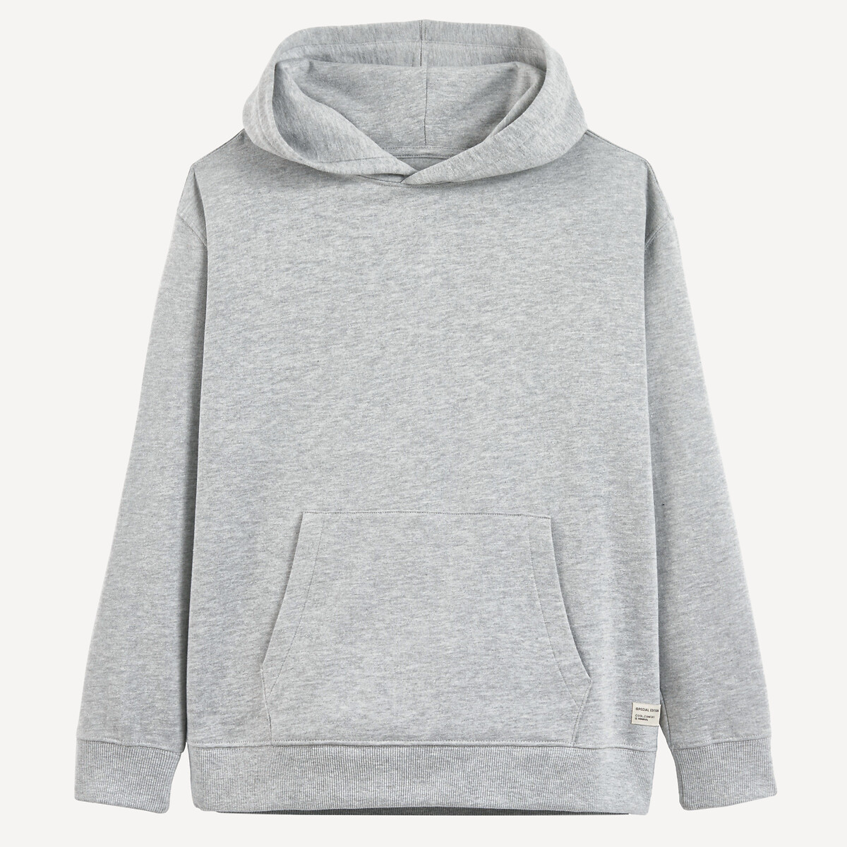 Sudadera con capucha de felpa gris jaspeado, LA REDOUTE COLLECTIONS