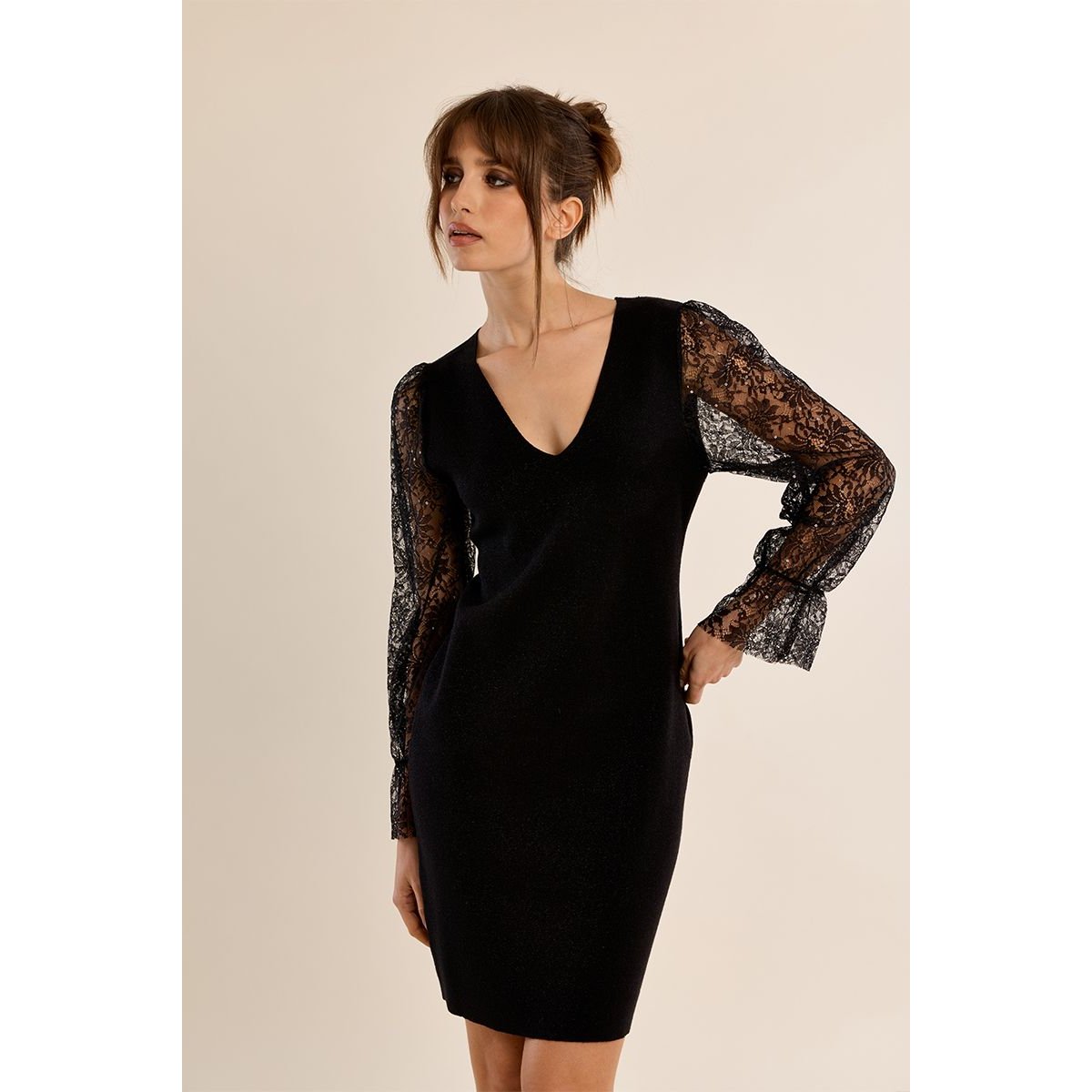 Robe manches en dentelle noir, MOLLY BRACKEN