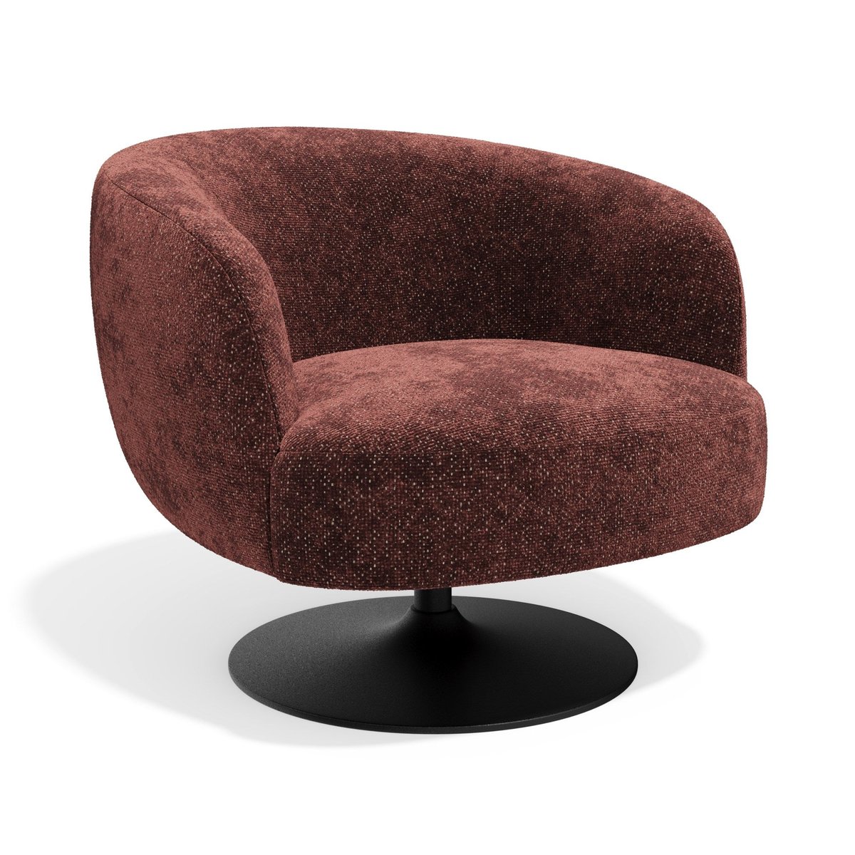 Fauteuil de salon pivotant en velours texturé OSKA bordeaux, SIA HOME