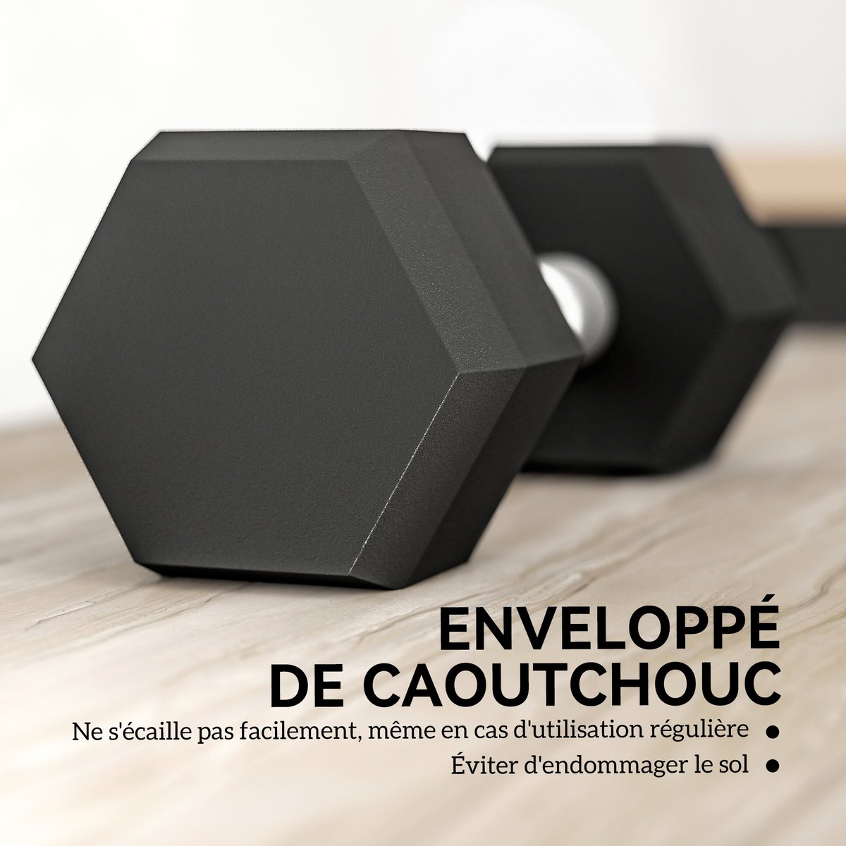 Haltère en caoutchouc Acier Noir noir, HOMCOM