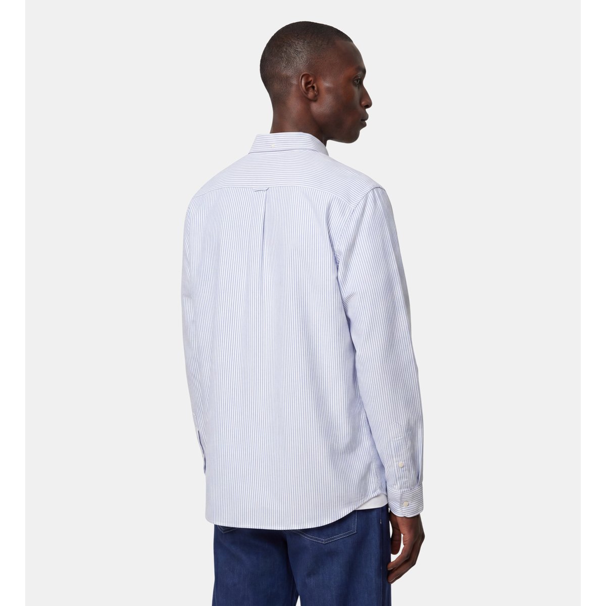 Chemise droite sixfordray rayée en coton blanc et bleu, GALERIES LAFAYETTE