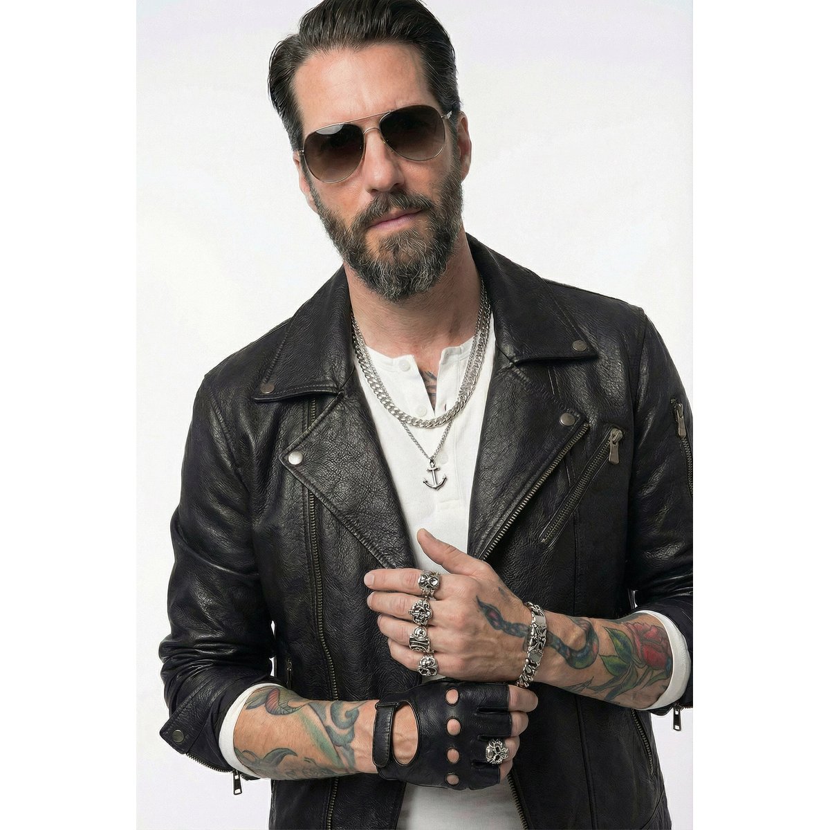 Veste de moto Perfecto en cuir noir, JP1880
