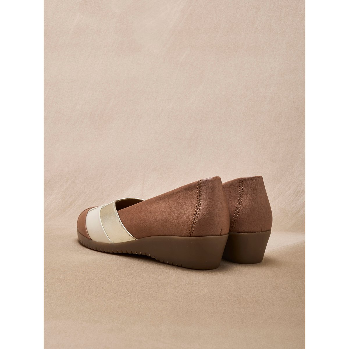 Ballerines tricolore tout cuir marron, PEDICONFORT