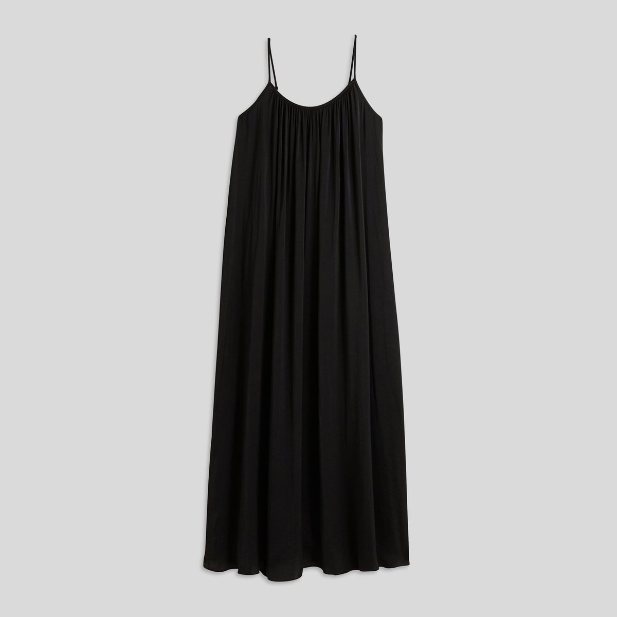 Robe ample satinée à bretelles noir, MONOPRIX