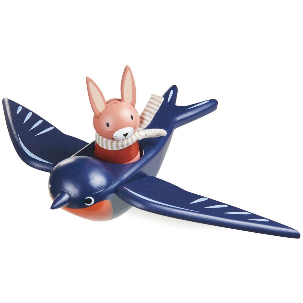 Hirondelle et son ami lapin bleu, rouge, rose, TENDER LEAF TOYS