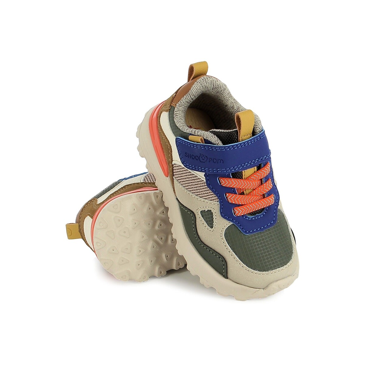 Scarpe da ginnastica con lacci elastici e chiusura in velcro, JOGGY SCRATCH blu marino, SHOO POM