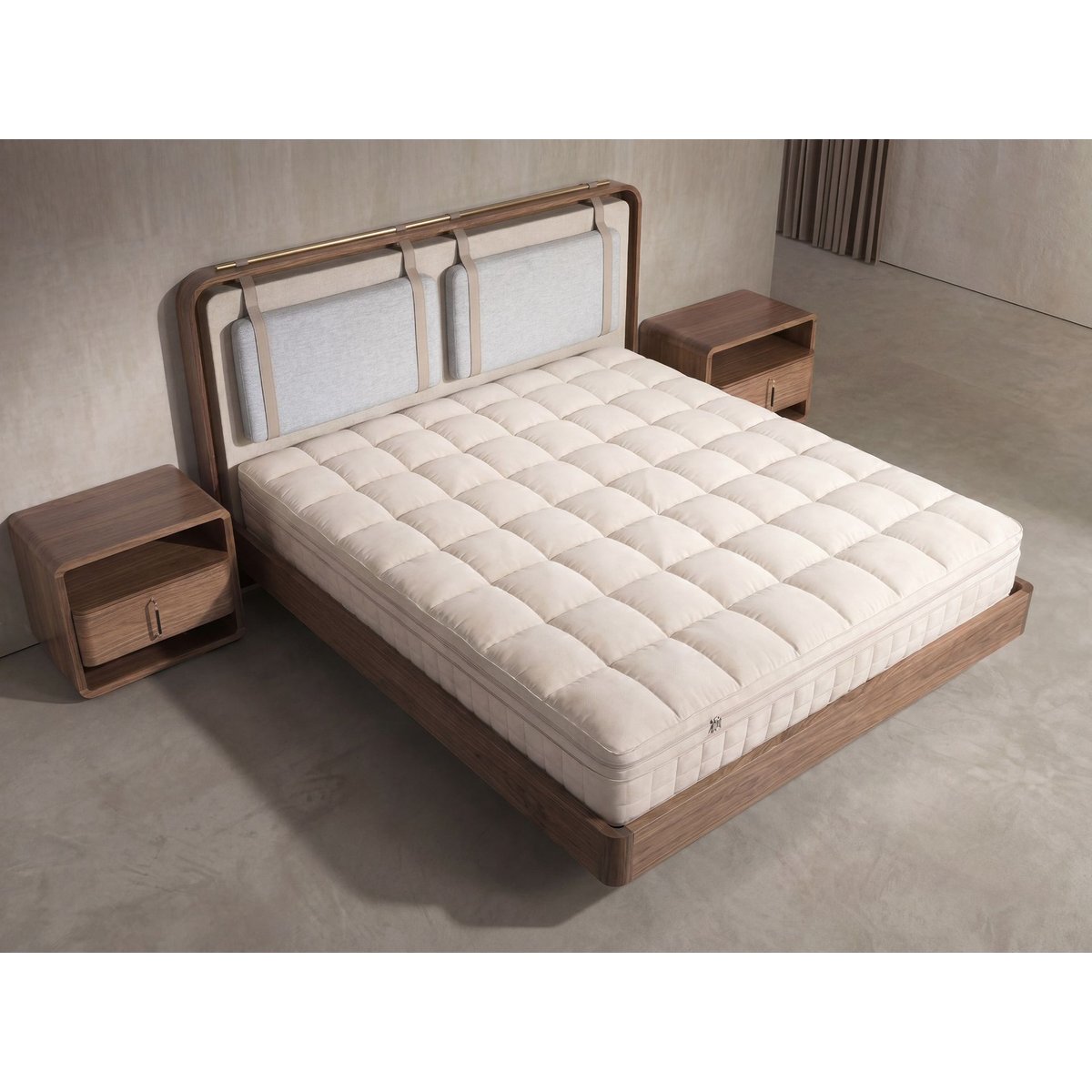 Matelas hybride en latex naturel avec mini ressorts ensachés beige, ANGEL CERDA