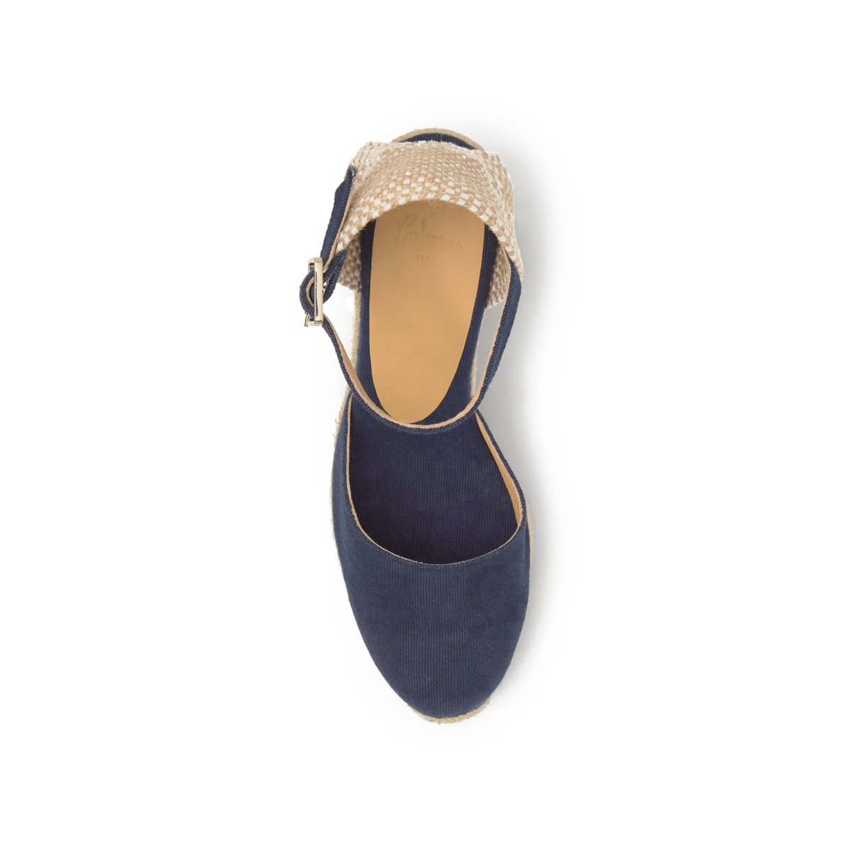 Espadrilles compensées à plateforme tressée en coton bio CAROL EXTRA PLATFORM bleu marine, CASTANER