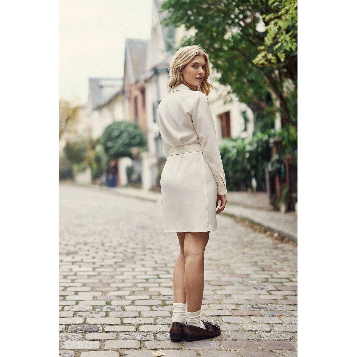 Roma Draping Wrapover Dress with Long Sleeves ecru , LA PETITE ETOILE