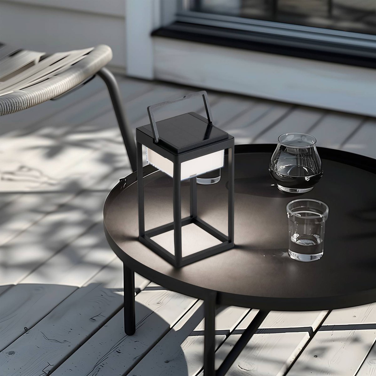 Lampe solaire en aluminium moderneLED noir sable, blanc, LUCANDE