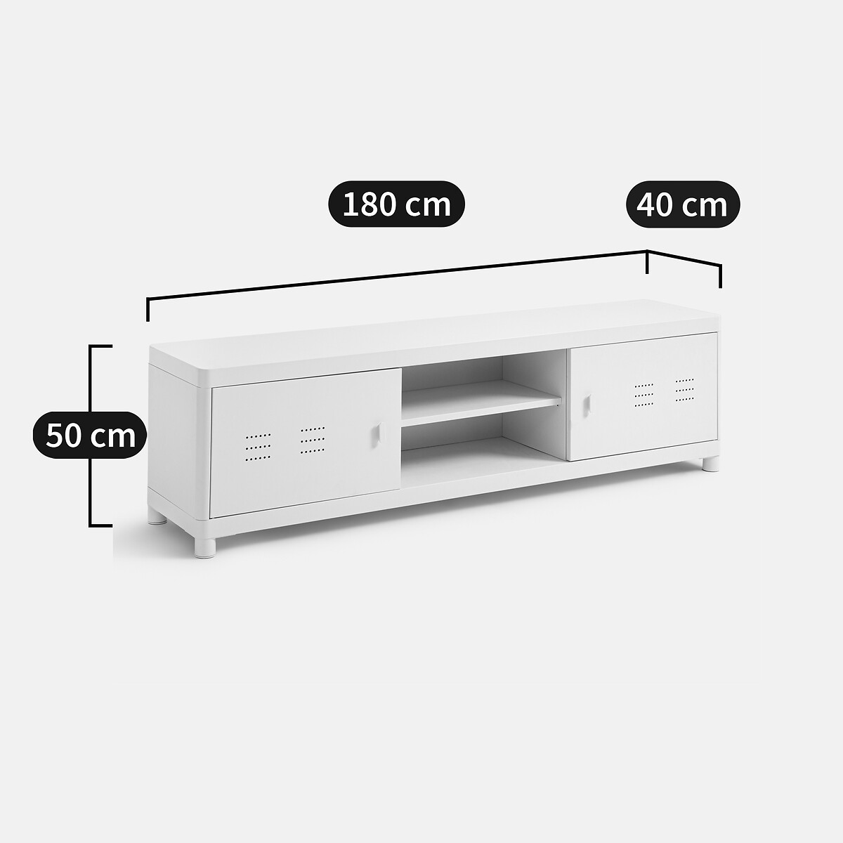Meuble TV en métal acier, largeur 180 cm, LIVONA bleu, LA REDOUTE INTERIEURS