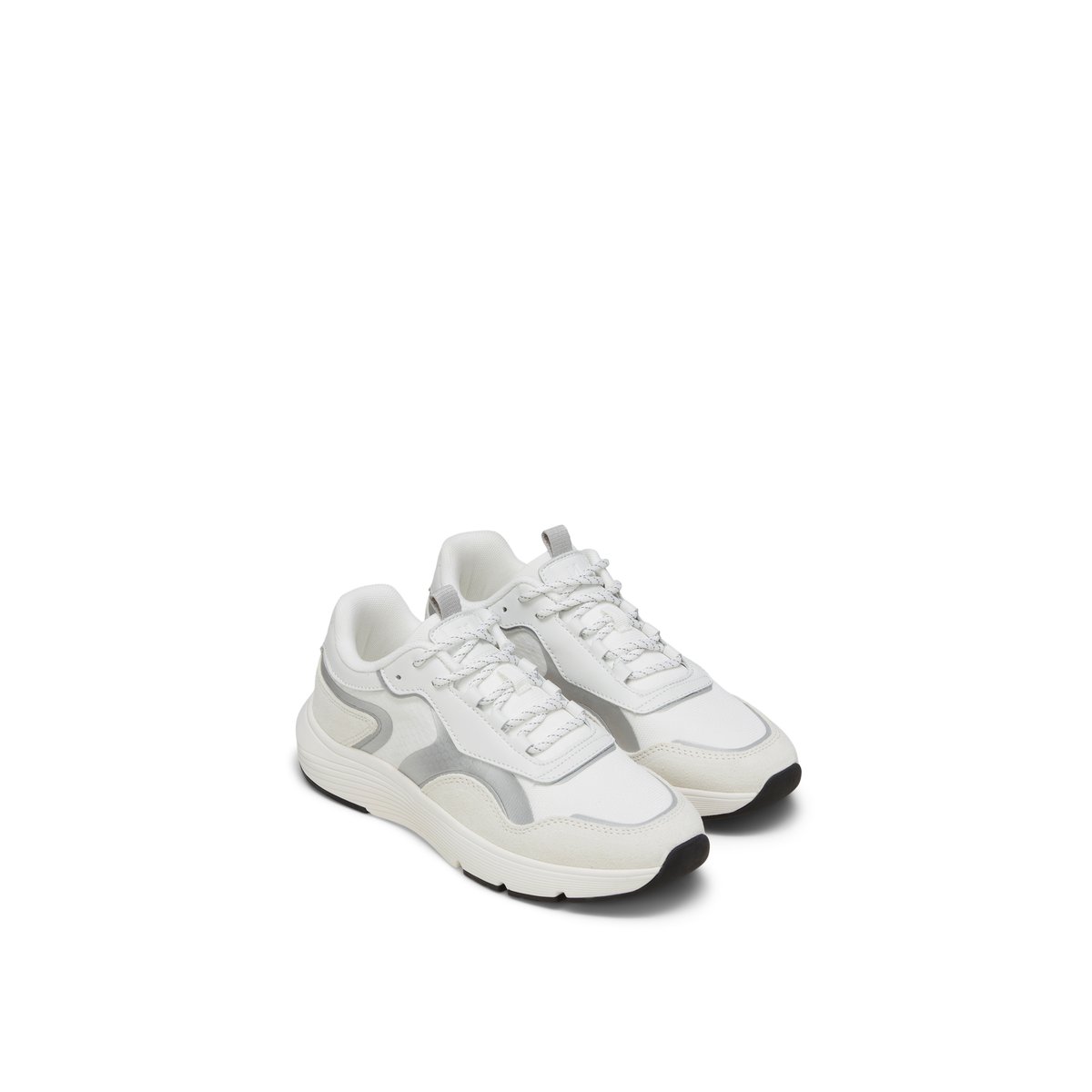 Baskets en cuir de vache et mesh blanc, MARC O'POLO