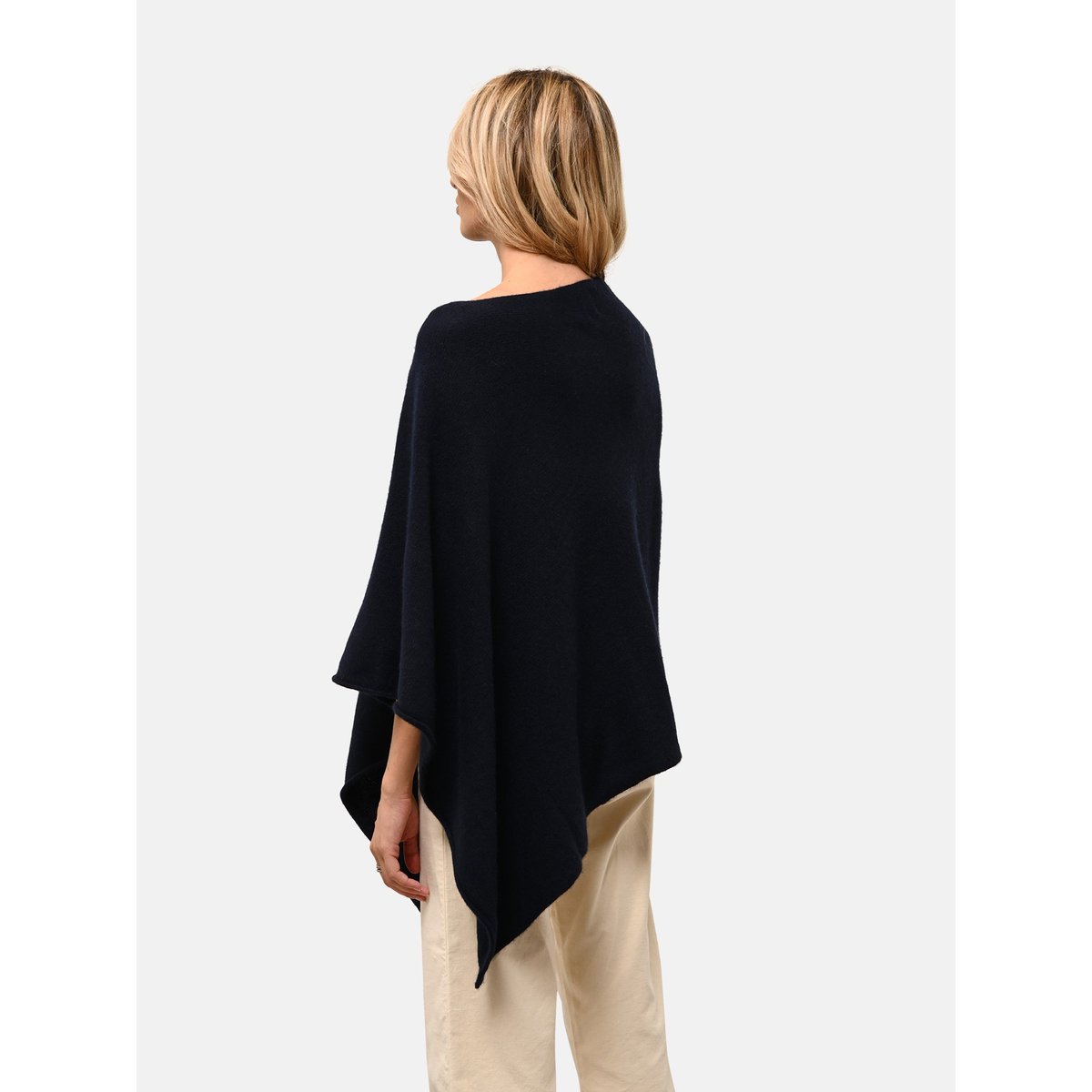 Poncho 4 Fils Navy Ashley bleu foncé, JUST CASHMERE