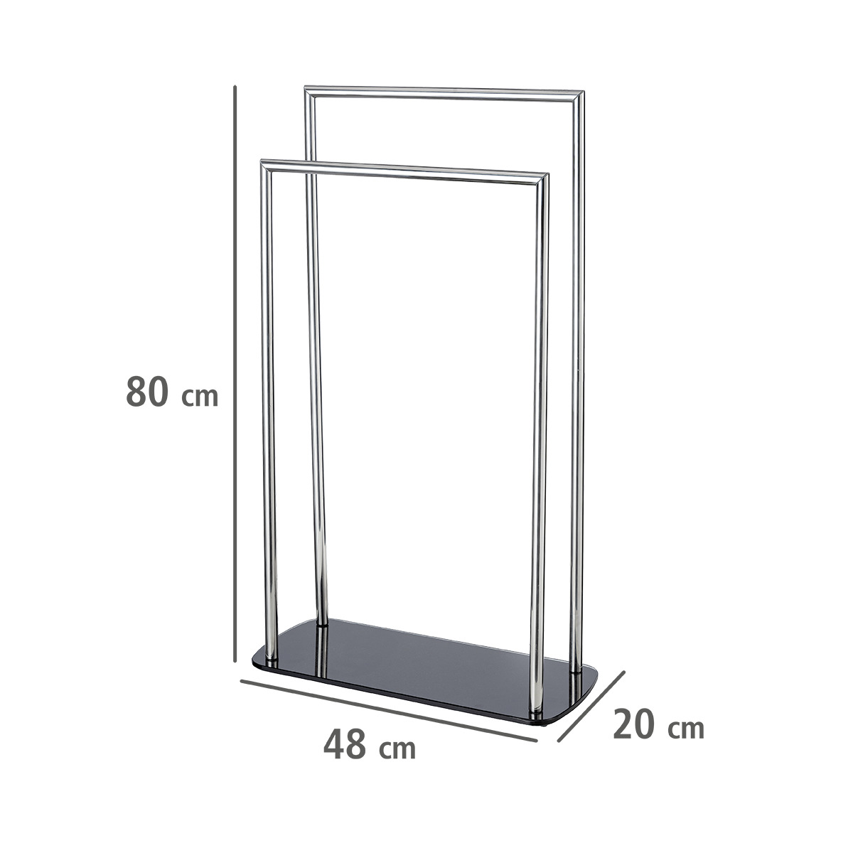 Porte serviettes sur pied 2 barres RAVINA argent brillant, WENKO
